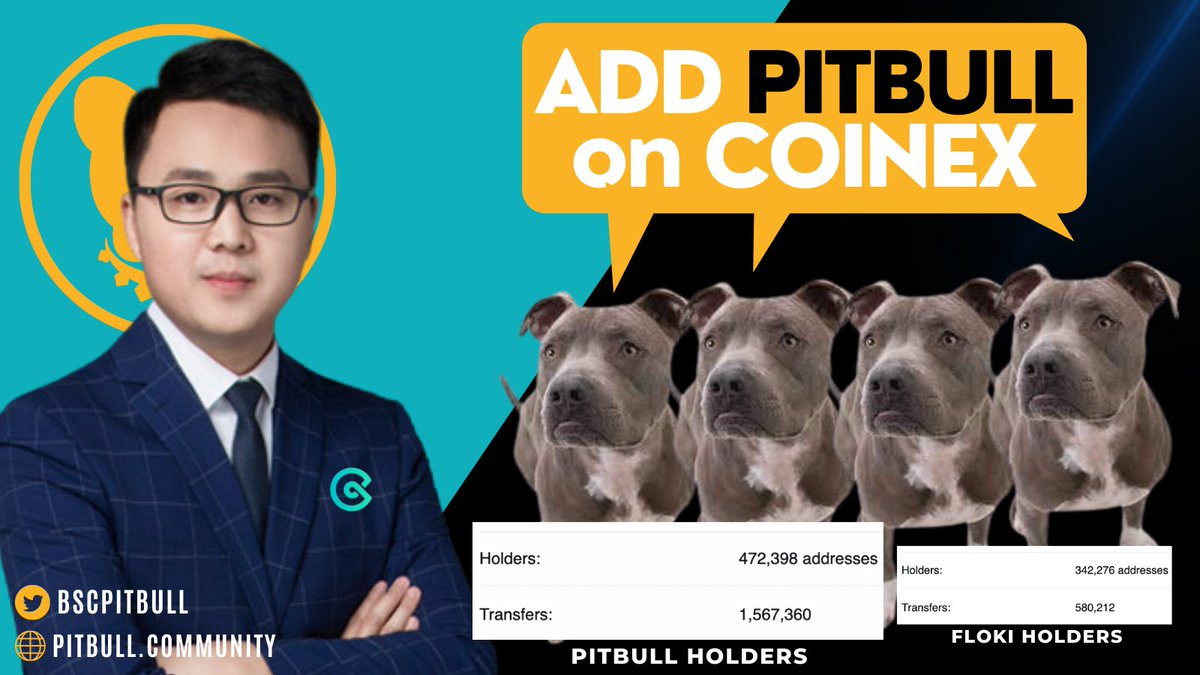 memewhales's tweet photo. @Coinex_PH @RealFlokiInu how about listing #Pitbull Token too in @coinexcom ?
Compare to #Floki, we have better numbers of holders and transactions.
$PIT #PitbullToken #PitChart @BscPitbull @BscPitbull_TR https://t.co/HR2eWdvAqs