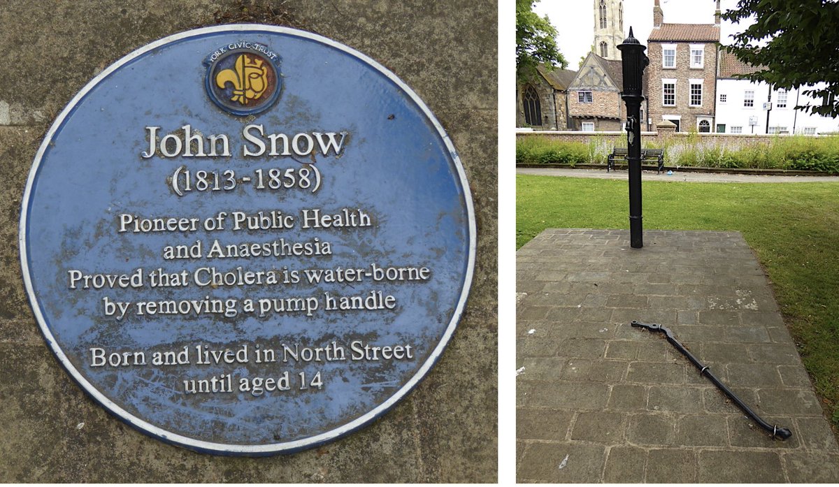 #goodmorning: unveiled #OTD 2017, this memorial in York to Dr. John Snow, born nearby in 1813, and important in the eradication of cholera here. The plaque expains the unusual form of the memorial! victorianweb.org/places/cities/…