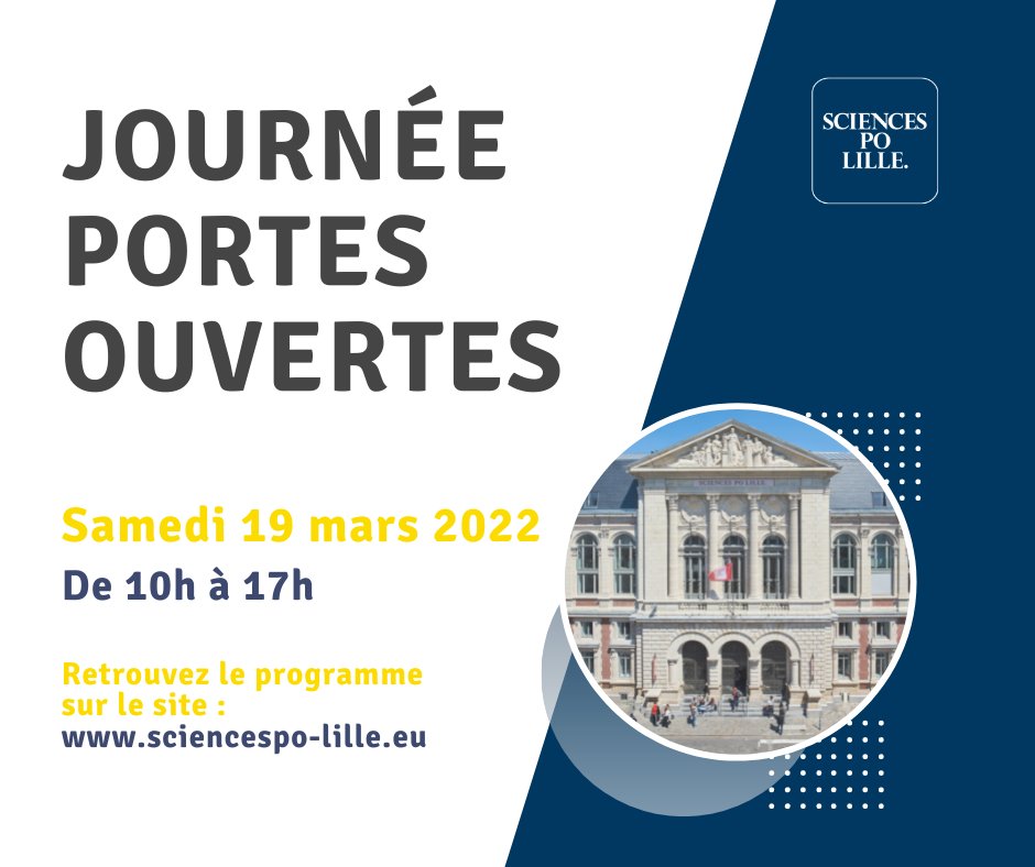Conférences « Intégrer Sciences Po Lille », visites libres ou guidées des locaux, rencontres avec les associations étudiantes et la prépa Tremplin...
La journée portes-ouvertes de <a href="/ScPoLille/">Sciences Po Lille</a>, c'est samedi 19 mars, de 10h à 17h !
Toutes les infos 👇
 bit.ly/3w4l2UL