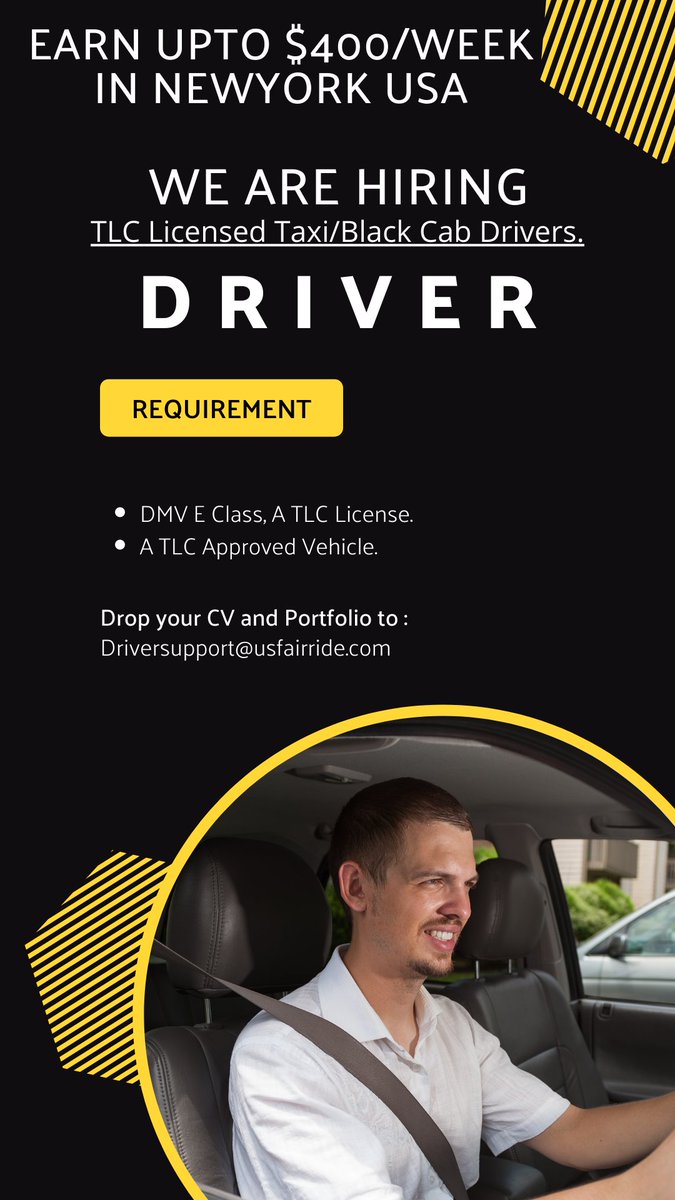 us_fairride's tweet photo. We Are Searching For Self-Motivated TLC Licensed Taxi/Black Cab Drivers for NY US.

Earn Up To $400 Per Day. Make Your Own Schedule.

Call Us Today At 646-380-1831

https://t.co/9vvfOH59xT

#Uber #Cab #Driver #hiring #Parttimejob https://t.co/AlOAM6vLRV