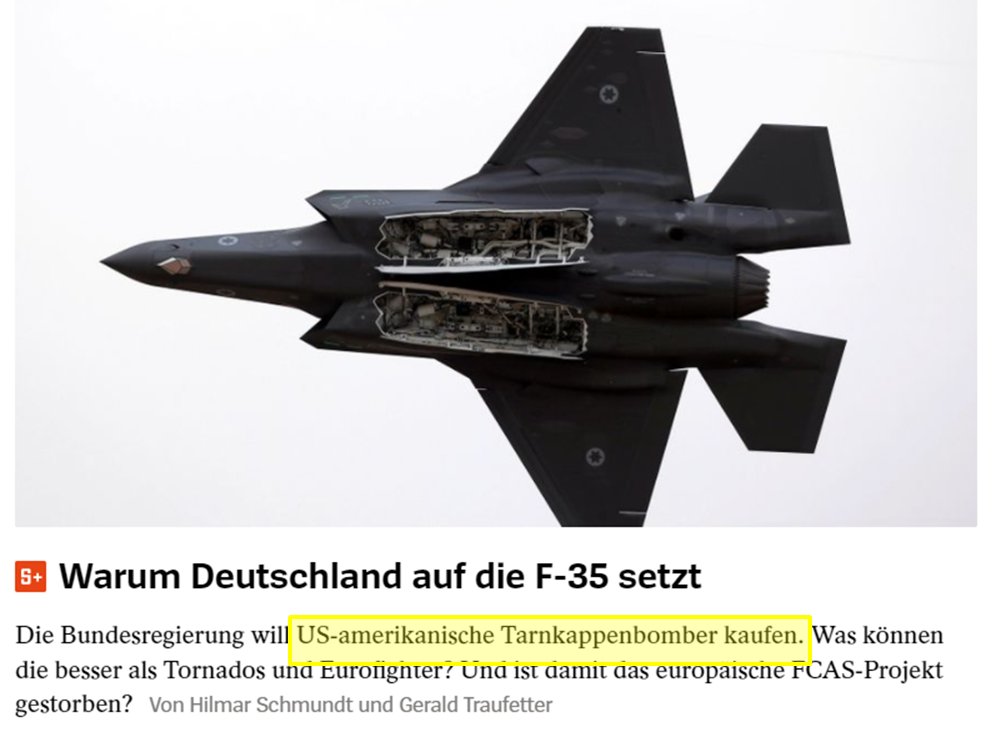 ZStadtfux's tweet photo. Der @derspiegel hat erkannt, warum der #F35 der falsche Jet für die #Schweiz ist.

Wir brauchen keinen #Tarnkappenbomber. Wir brauchen ein Flugzeug für #Luftpolizei und fürs Abfangen. In Kurz: Wir brauchen also einen Jäger. https://t.co/2UbPaHy0Va