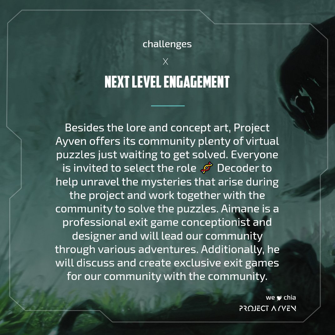 CrewOfEight_'s tweet photo. We're building an #NFT collection for all - for free 🎁

Only requirement 👉 Earn Ayven points by solving puzzles, winning challenges or being active in the community 💚

Head over to our Discord to learn more: https://t.co/LUE4RBVhUw

#Chia #OwnWhatYouBuild #ProjectAyven #NFTs https://t.co/DnT1vbkKw5