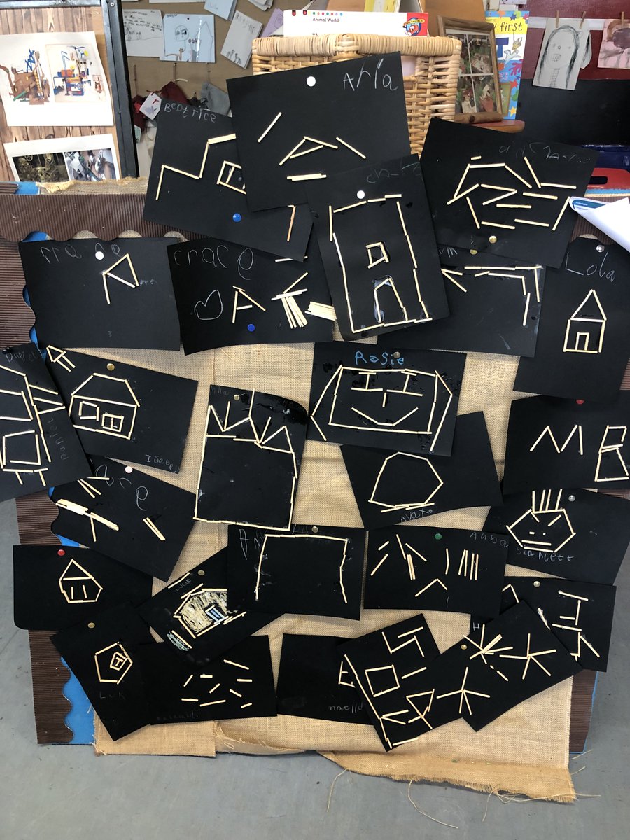 Carolside_PS's tweet image. An invitation to explore matchstick modelling. Primary 1 created some wonderful 2D pictures and are now planning to see what 3D models they can make. #BSW22 #CPSSTEAM #ERCSTEM