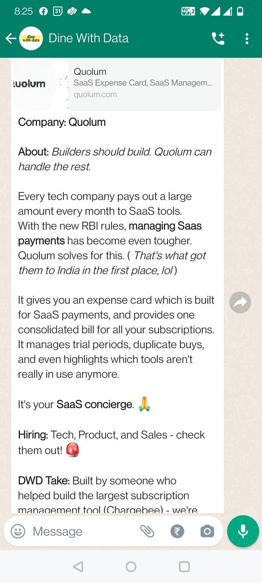 Shout-out to <a href="/Armaanreads/">Armaan 🤹‍♂️</a> for his lovely feature on Quolum on the Dine With Data newsletter. 

We ❤️ how he's captured the essence of what we solve for - 

 Letting builders, build.
