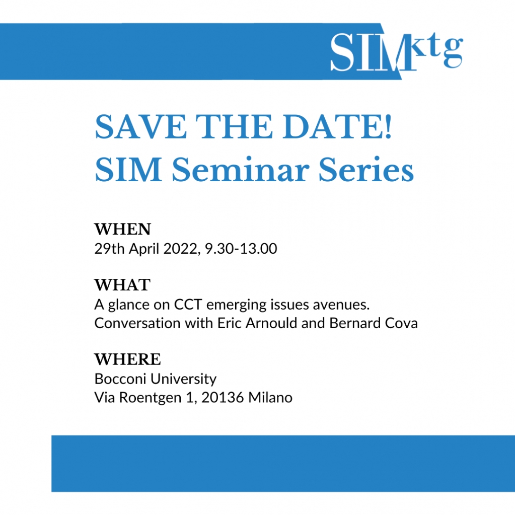SIMktg's tweet photo. Join us for a SIM Research #Seminar focused on new research venues in #consumer culture theory and share your experience with the guest speakers!
#consumerresearch #seminario #SIMktg https://t.co/olfjoUCYYc