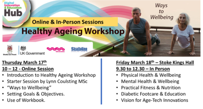 innoveduhub's tweet photo. The Healthy Ageing Workshops presented by Straits Line are now available!

Thurs 17th March 10am - 12pm 
Book your free online place today: https://t.co/GwVxGFYTZj

Or come to the King's Hall on Friday 9.30am - 12.30pm 
Book your free ticket here: https://t.co/vV9a8hn98g https://t.co/iAHGFGrYfG