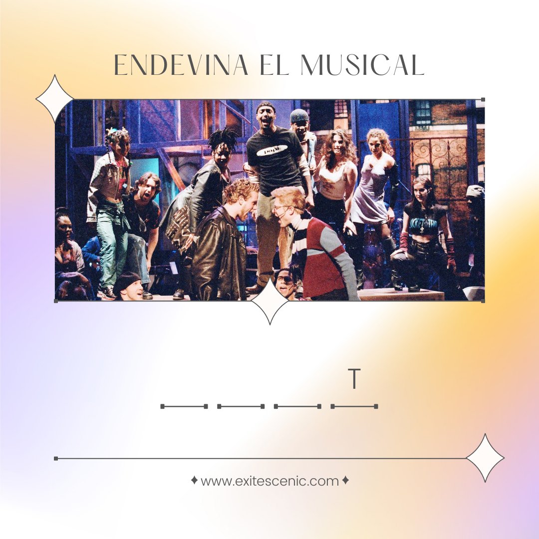 EXITescenic's tweet photo. < ENDEVINA EL MUSICAL >
Pista💡
➡️ És un musical que es va estrenar a l'off-Broadway novaiorquès l'any 1996, la nit després que morís el creador de l'espectacle. 

Saps la resposta? Et llegim!!

#exitescenic #escoladeteatremusical #escolateatremusical #exitescola https://t.co/kTZ5f5Tz8H