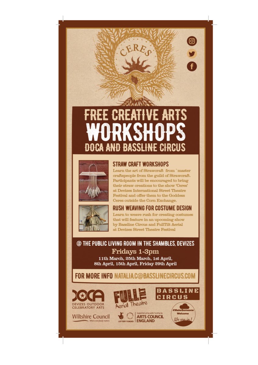 WILTSCIL's tweet photo. Bassline Circus and DOCA are holding free Creative Art Workshops at The Public Living Room in the Shambles in Devizes. The next one will be on the 25th March.  See poster below for details and go get creative #MakeSomeoneWelcome #getinvolved #getarty #community https://t.co/F1U2jqggqQ