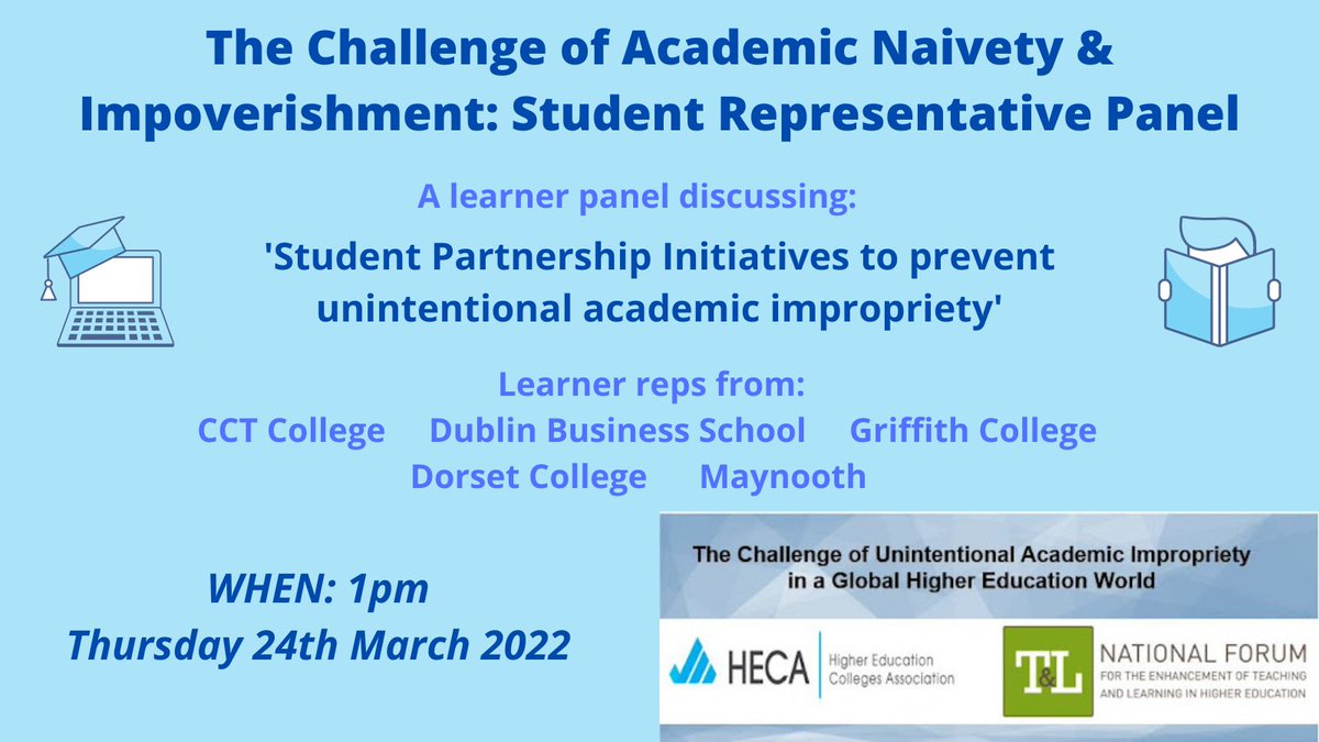 HECA_IRL's tweet photo. The countdown has begun & tomorrow at 1pm, the final of #HAQEF & @ForumTL's 4 part series on #academicintegrity & unintentional academic impropriety provides the student voice on this important issue. Register ➡️ https://t.co/5MpVr0gOUc #HECAPD https://t.co/D0JCIvrqmB