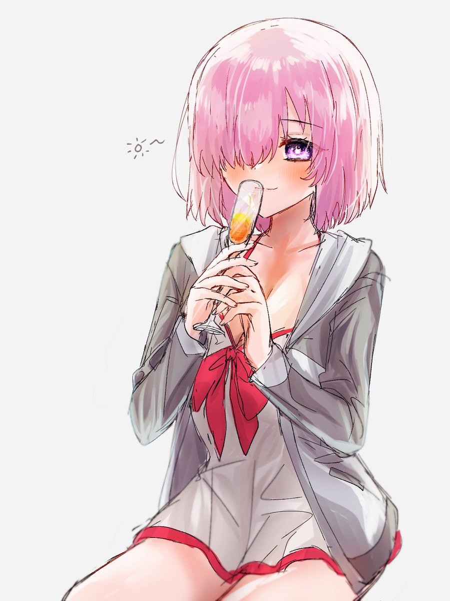 マシュ・キリエライト(Fate) ,常夏の水着 「昔のらくがきを再利用して塗りの練習をした 酔いマシュです 」|はるかっぱのイラスト