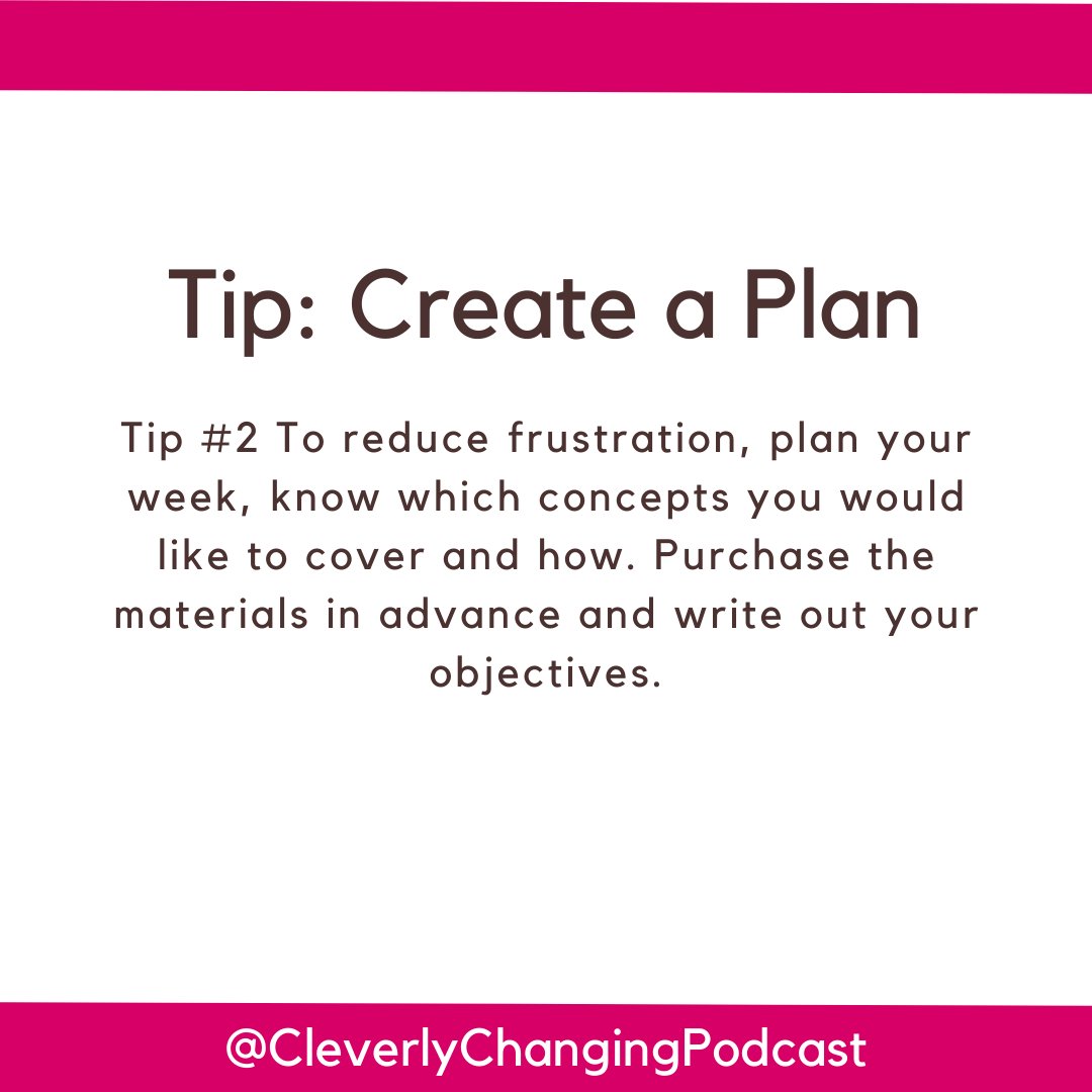 Cleverlychangin's tweet photo. Useful #homeschoolingtips.Do you agree with these tips? If so, which one have you tried?

#podcastfamily #homeschooling #blackhomeschoolers #blackeducators https://t.co/gOgtYylGZs