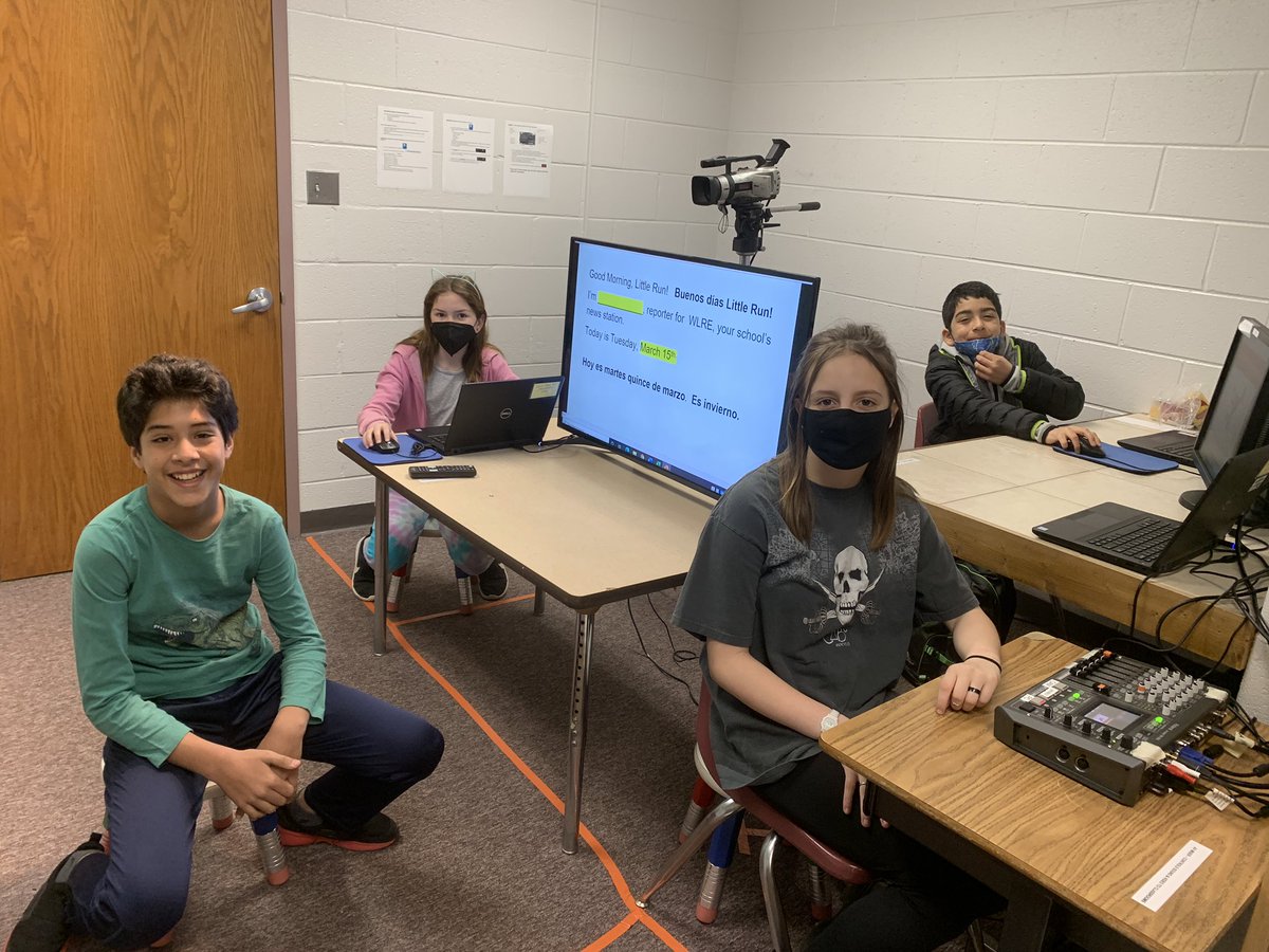LRESroadrunners's tweet photo. Our AMAZINGLY  Self-sufficient news crew! Ms. Beamount has done such a great job with them, they can run the news even when she isn’t here! https://t.co/MyW1kHeI7E
