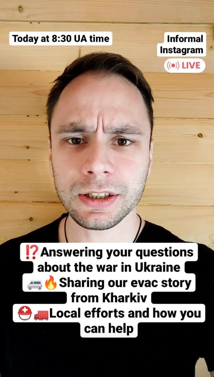 LitovkaMichael's tweet photo. 👉 Instagram live - https://t.co/GrR6MJovh6
🕗Today, 8:30 UA time

⁉️ In the stream:
- why everyone is saying "close the sky, @NATO"?
- "green corridor" scam
- answering questions about the war in Ukraine
- sharing our evac story from Kharkiv
- local efforts and how you can help https://t.co/Es6KAhZiGe