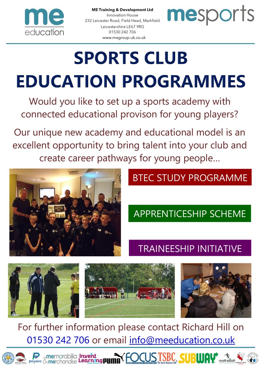 Would your sports club like to set up an academy model with connected educational provision for its young members?  Get in touch for more information and a free consultation #sportsclub #sports #club #education #educationalprograms #apprenticeship #traineeships