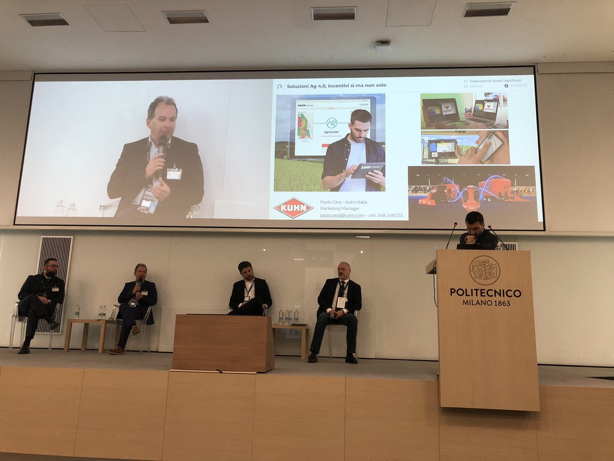 #OSAF22 è <a href="/AndreaBacchetti/">Andrea Bacchetti</a> di <a href="/Osserv_Digital/">Osservatori Digital</a> a presentare i dati dell'evoluzione del mercato dell'agricoltura 4.0: 1,6 mld € e 6% SAU
Nel panel per commentare i risultati anche Paolo Cera di Kuhn Italia.
Cc <a href="/ImageLine1504/">Image Line</a> <a href="/agronotizie/">AgroNotizie</a>