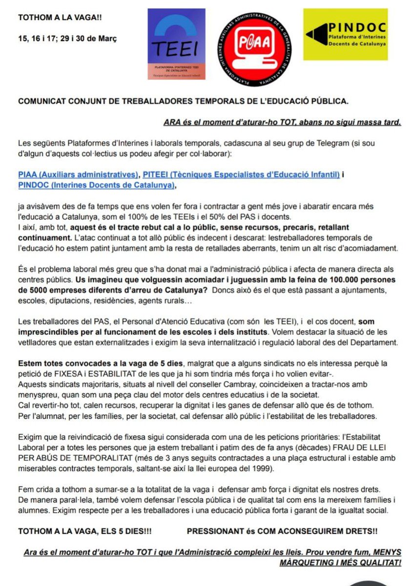 PIAA - Interines en abús de temporalitat tweet media