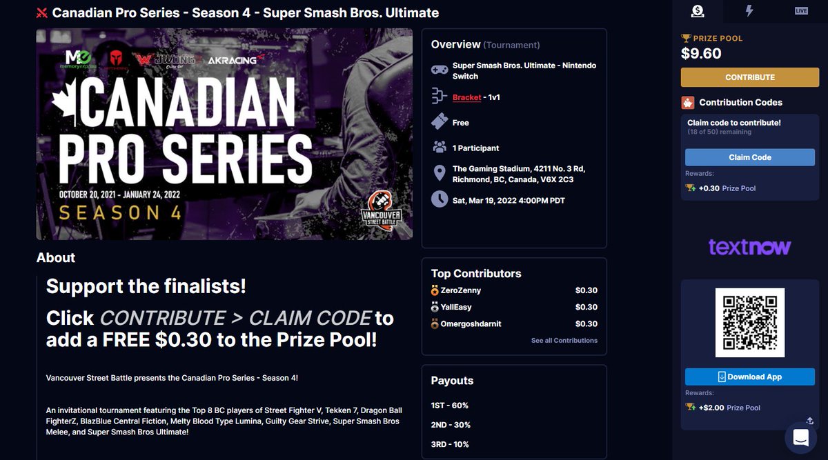VanStreetBattle's tweet photo. ๐Mar 16-19 Matcherino Codes are LIVE!
Wednesday
SSBU #CPS4: https://t.co/PXVV6m7h2J
GGST: https://t.co/MmMDmcihLV
KOF: https://t.co/9BeVStUwHZ
Friday
SSBU: https://t.co/JieFjMTVHZ
KOF: https://t.co/jgZyl71SLe
Saturday
BBCF: https://t.co/lbFGmKrcF5
SFV: https://t.co/Udme90M6Xk https://t.co/7ZXCmUl4sx