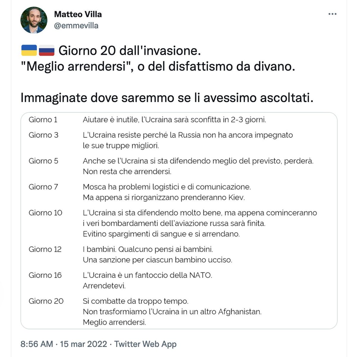 ValerioMinnella's tweet photo. Ok.
Siamo passati dalla menzogna guerrafondaia che ci indicava come #equidistanti (solo gli #assassinisti possono crederlo) al linguaggio del ventennio fascista ed etichettati come #disfattisti.
Questo salto lessicale non è casuale, né involontario.
Il nostro mondo è
> https://t.co/fSTZEuBeYH