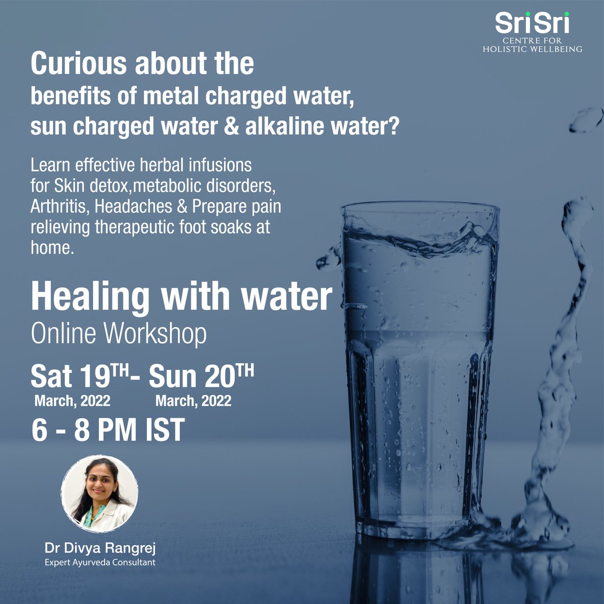 sswellbeing's tweet photo. The power of water in healing our system is unparalleled. Learn how much water to have according to your constitution,
Attend our workshop โHealing with waterโ on the 19th-20th March, โ22.
#waterhacks #healwithwater #waterheals #hydrotherapy #boostmetabolism #weightlosshacks https://t.co/6G3HBqIhhc