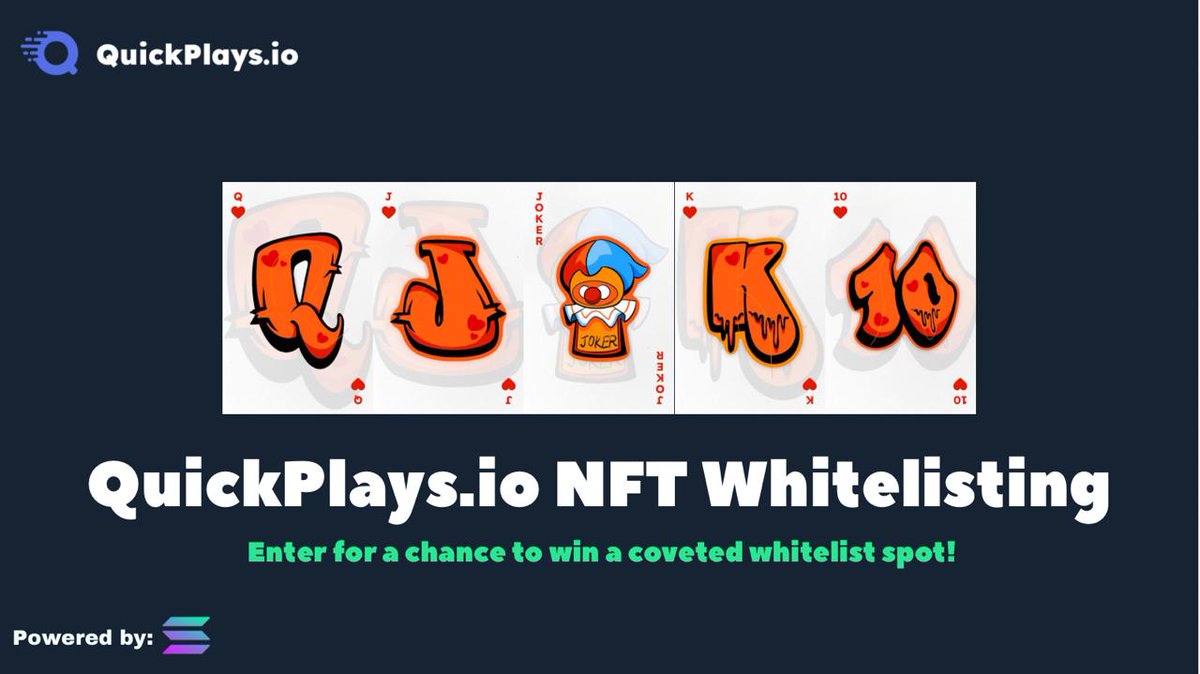 QuickPlays_io's tweet photo. NFT whitelisting underway! 🃏

https://t.co/yNFZQiv2LK NFTs are more than just rare collectibles. These are NFTs that can generate passive income! 💰

📌Enter the whitelisting contest here: 
https://t.co/3CiHSZ4xwA

📌Find out more here:
https://t.co/BIfFwBObel https://t.co/AQVQHaQ9JU