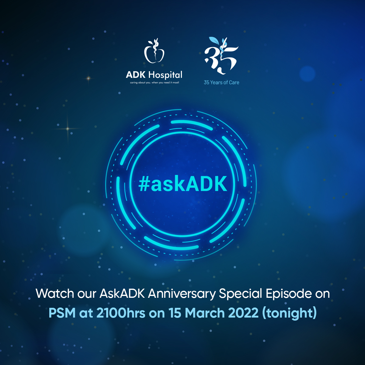 ADKHospital's tweet photo. Watch our AskADK Anniversary special tonight on TVM at 2100hrs.
#AskADK #ADK35 https://t.co/cmSC1plRrt