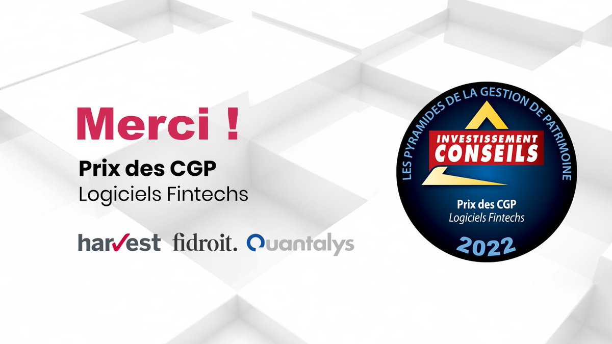 Quantalys's tweet image. [Récompense 🏆] Un grand 🙏 à tous les professionnels qui nous ont permis de décrocher la 1ère Pyramide 2022 de la Gestion de Patrimoine pour la qualité de nos logiciels💯

👉bit.ly/3q775BQ

#Big #O2S #Fidnet #MoneyPitch #LicencePro

@HarvestGroupe @fidroit #Quantalys