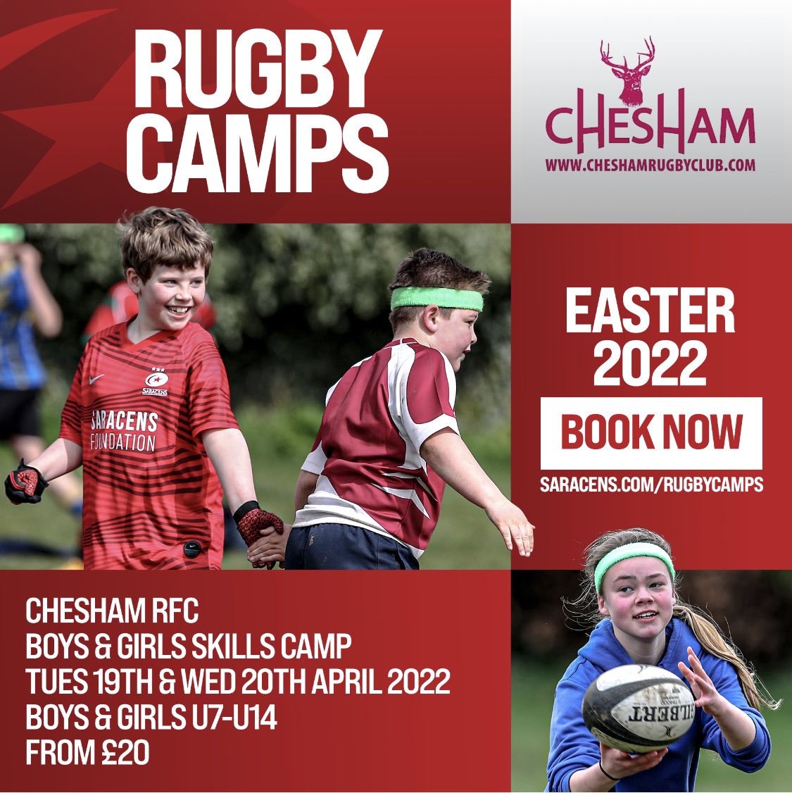 BONUS CAMP - @CheshamStags to host <a href="/SarriesRugbyDev/">Saracens Community</a> camp to make sure there are opportunities for those who have slightly different holidays.
.
.
Book at Saracens.com/rugbycamps
.
.
#sarries #saracens #easteractivities #rugbycamp