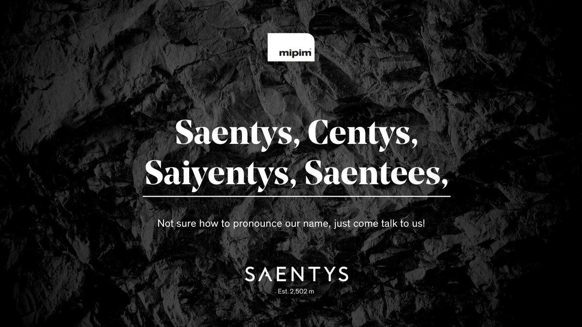 Good Morning #Mipim2022 
Let's start with an exercise in elocution: Saentys rhymes with office and business: we can help you give our name some justice.But mostly we are the perfect partner to fulfil your property needs in Europe and worldwide. Come talk to us!