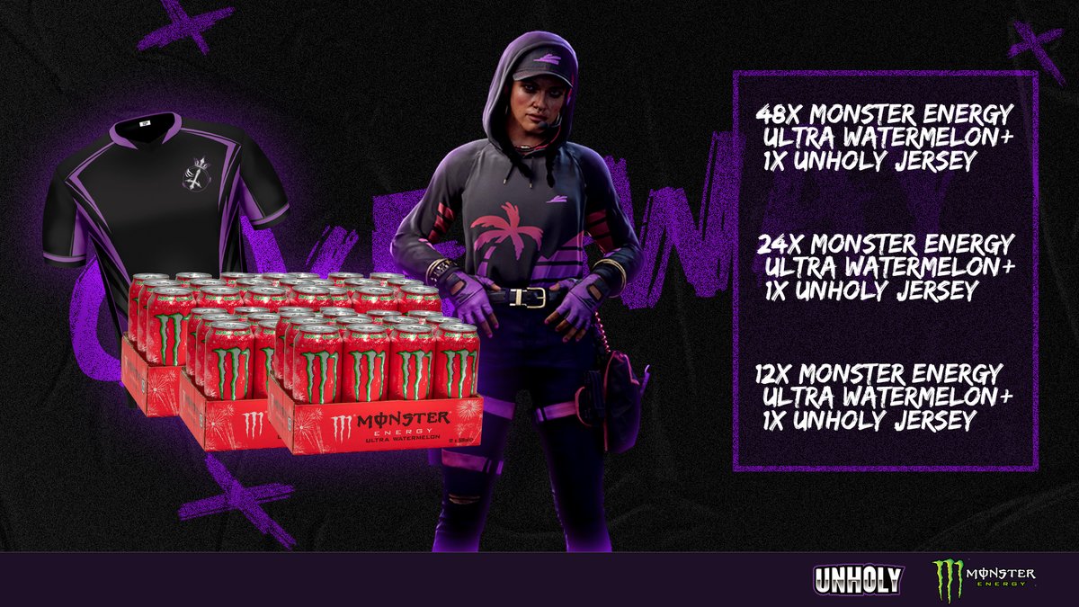UNH0LYeSports's tweet image. 🎁Its' time for a giveaway! 🎁
🥇48x Cans of Monster Energy Ultra Watermelon!
🥈24x Cans of Monster Energy Ultra Watermelon!
🥉12x Cans of Monster Energy Ultra Watermelon!
👾 Bonus prize for every winner! 1x UNHOLY Jersey!
🔗Join the Giveaway here: gheed.com/giveaways/g-Wn…