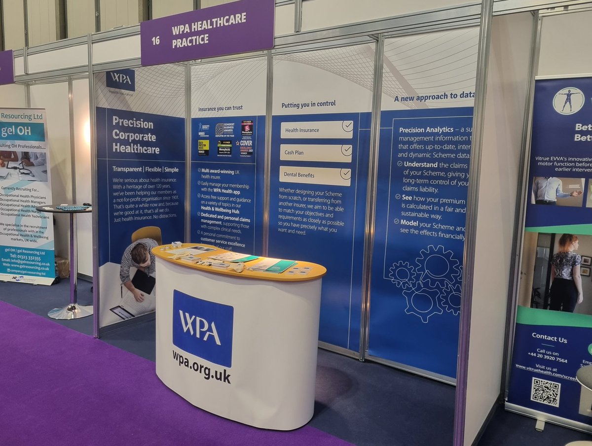ScottTurnerHCP's tweet photo. All set up and ready for the @HWatWork Exhibition. Come and visit us to talk about how we can help the the Health and Wellbeing of your Employees #hwatwork #health #wellbeing https://t.co/rwhgTvQhso