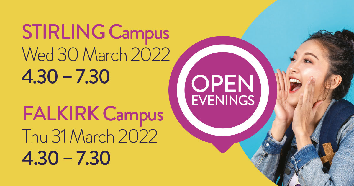 FVCollege's tweet photo. Our Open Evenings are back on 📣
Come along to our Falkirk and Stirling campuses to find out about the courses we offer including full-time, evening, school partnership programmes and more!
More details here 👉 https://t.co/kMCAPTXkE4 https://t.co/bbL3oA70Rk