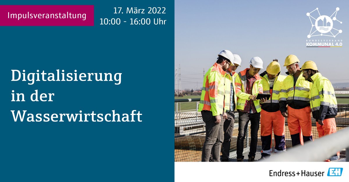 Der Bundesverband KOMMUNAL 4.0 e.V. stellt gemeinsam mit der Deutschen Bundesstiftung Umwelt die Weichen für eine zukunftssichere Wasserwirtschaft. In der Impulsveranstaltung steht die Digitalisierung in der Wasserwirtschaft im Fokus. Jetzt anmelden: bvk4-0.de/Impulsveransta…