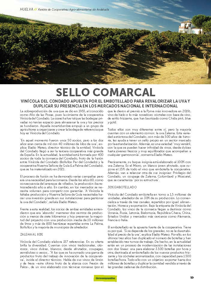 🍷 La #cooperativa #Vinícola del #Condado apuesta por el #embotellado para potenciar su presencia en el mercado #nacional e #internacional

🔝Ha relanzado una de sus insignias, <a href="/BPrivilegio/">Privilegio del Condado</a> 

👉No te pierdas este interesante #reportaje en la #revista #TierraCooperativa

#Huelva