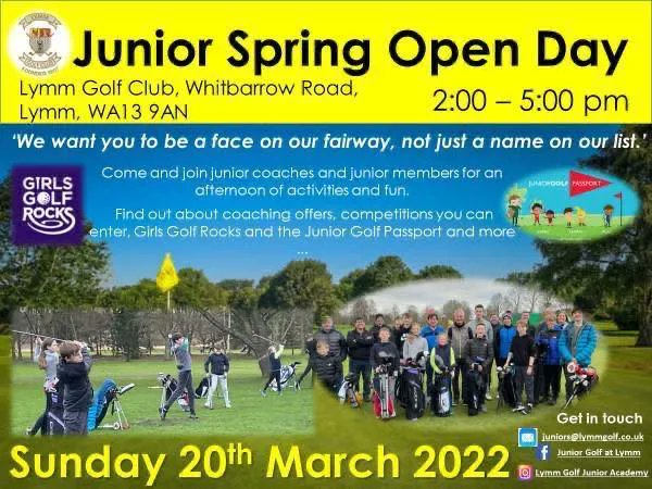 LymmHighSchool's tweet photo. Lymm Golf Club's Junior Spring Open Day is this Sunday from 2-5pm. To find out more email juniors@lymmgolfclub.co.uk https://t.co/tzudFiNpqA