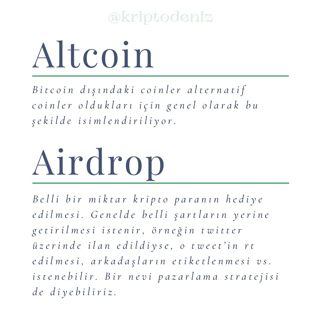 BTCDergi's tweet photo. Kripto sözlük serisi başlatıyorum. Her hafta Salı günleri, piyasaya yeni girenler için kripto ve borsa terimlerini paylaşacağım. 

#kriptopara #kriptohaber #paribu #btcturk #Bitcoin #kripto #web3 #metaverse  #bitcoin2022 #binancetr 
#altcoinsepeti #kriptoterimleri #kriptosozluk https://t.co/HOq6eaYpSP