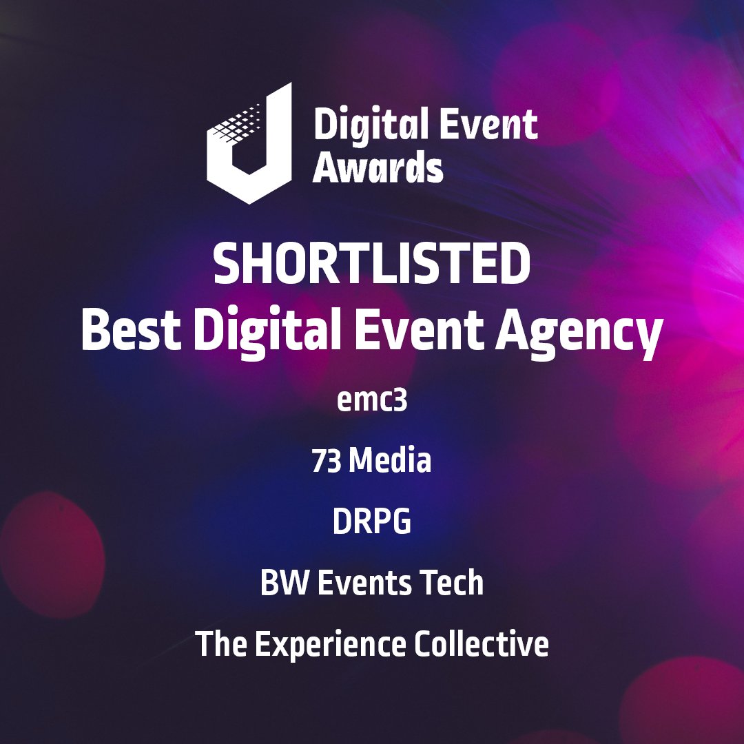 drpgroup's tweet image. We're so excited that we're up for Best Digital Event Agency and Best Digital Internal Communications Event at the Digital Event Awards🎉

#DigitalEventAwards #EventProfs @Digi_Event_News @MashMediaLtd
