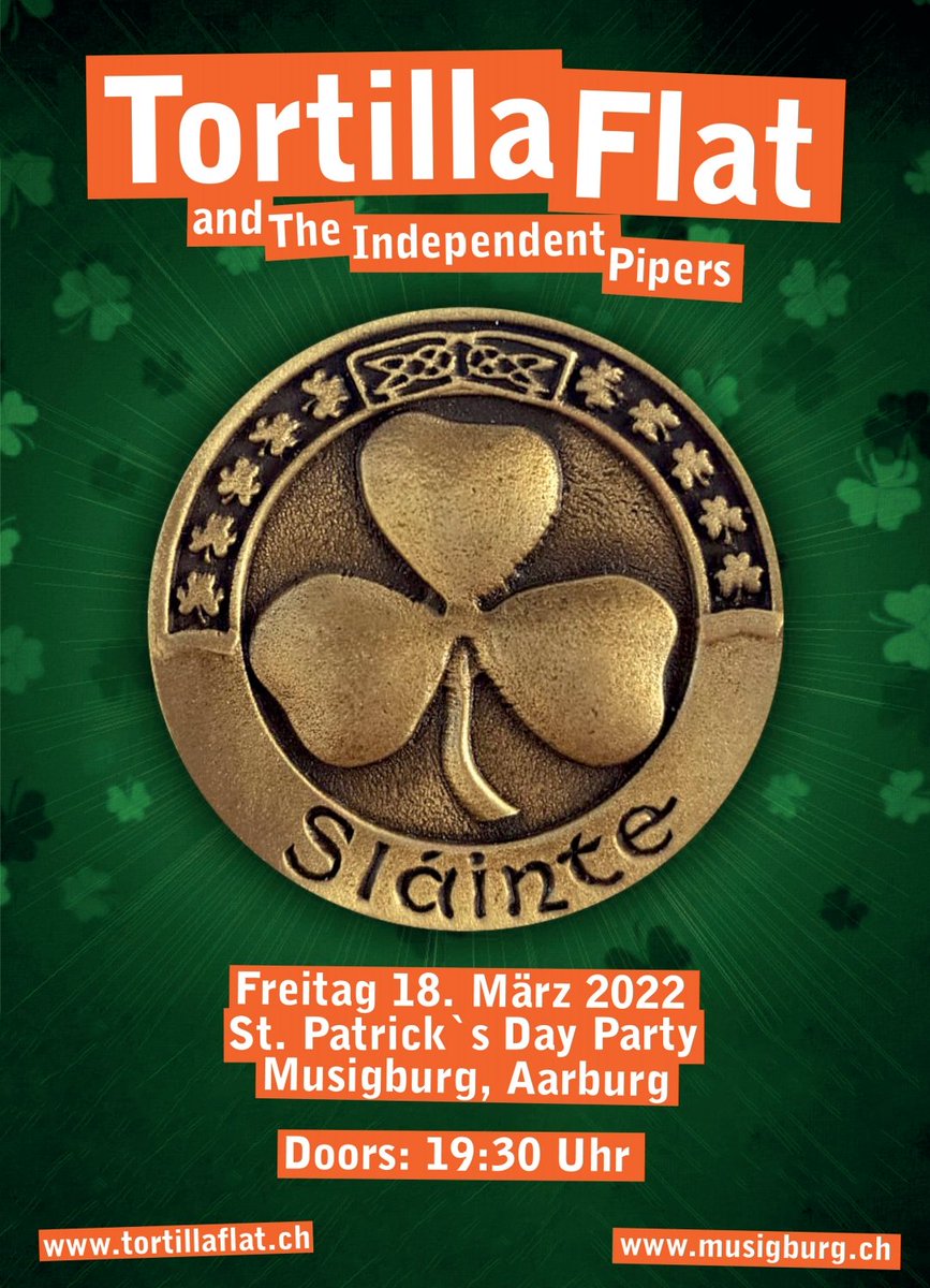 Was für ein Fest mit Rude Tins und Talco am Samstag. Hier eine kleine Impression.

Weiter gehts diesen Freitag, 18.03.22 mit der Irish Night mit Tortilla Flat

📸 Darwin Hansen

#Musigburg #Aarburg #Talco #Rudetins #TortillaFlat