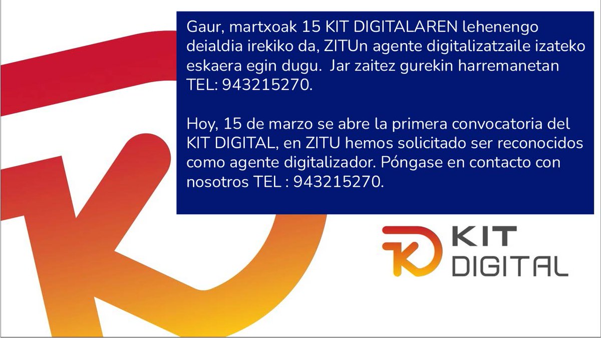 Desde ZITU queremos acompañaros en la #transformaciónDigital de vuestra empresa.
 
Más información sobre los servicios que ofrecemos en el siguiente link:

labur.eus/nTqmx