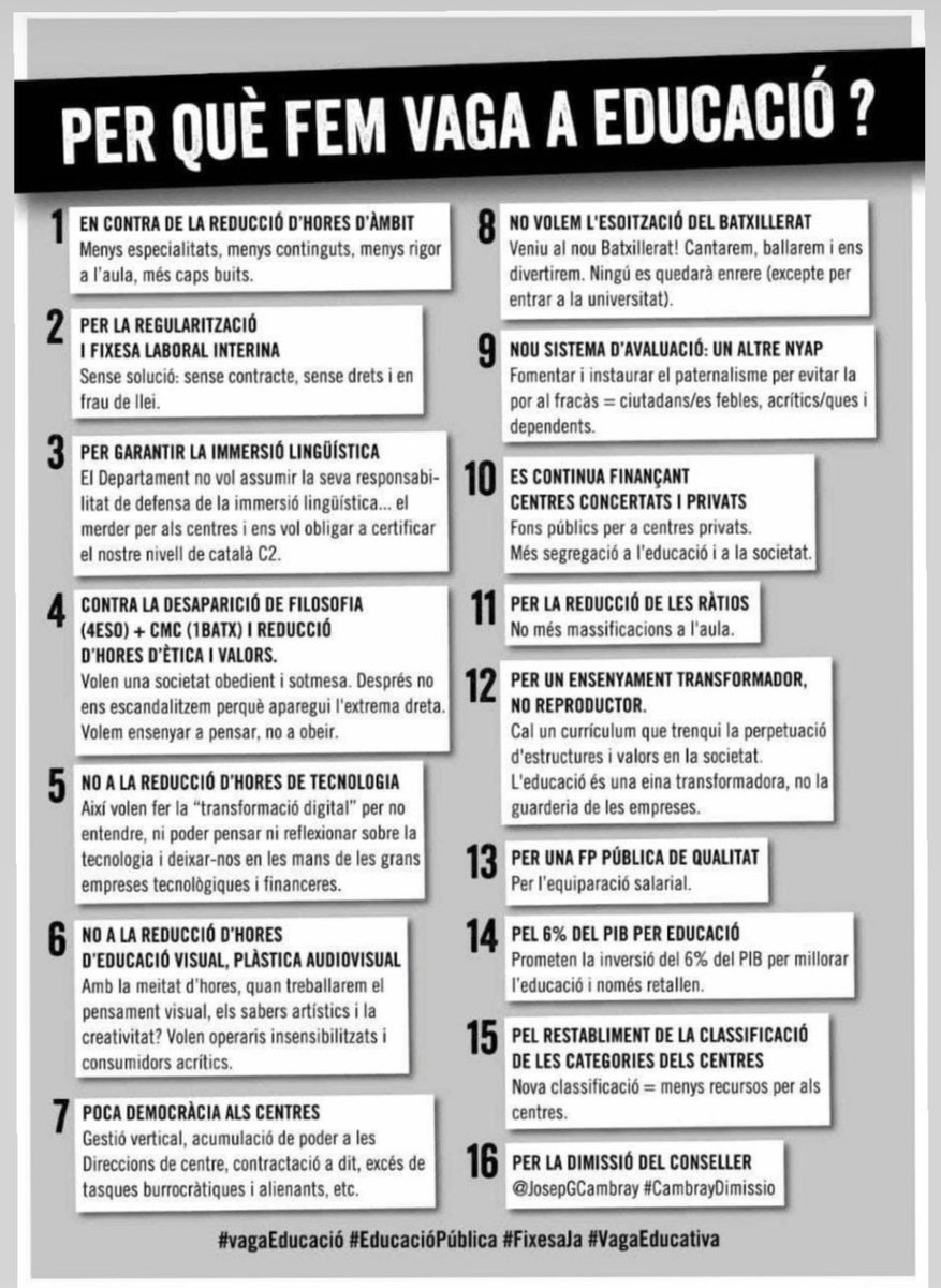 ObservaDESCA's tweet photo. ‼️No, la protesta #NoEsPelCalendari, com vol fer creure @JosepGCambray, sinó contra un nou currículum imposat i improvisat!

⬇️Hi ha moltes mesures més urgents que implantar aquest nou currículum i avançar 5 dies inici de curs!⬇️
#DretsSocials #VagaEducació #Educació #DretsHumans https://t.co/EwMp4ymk5g