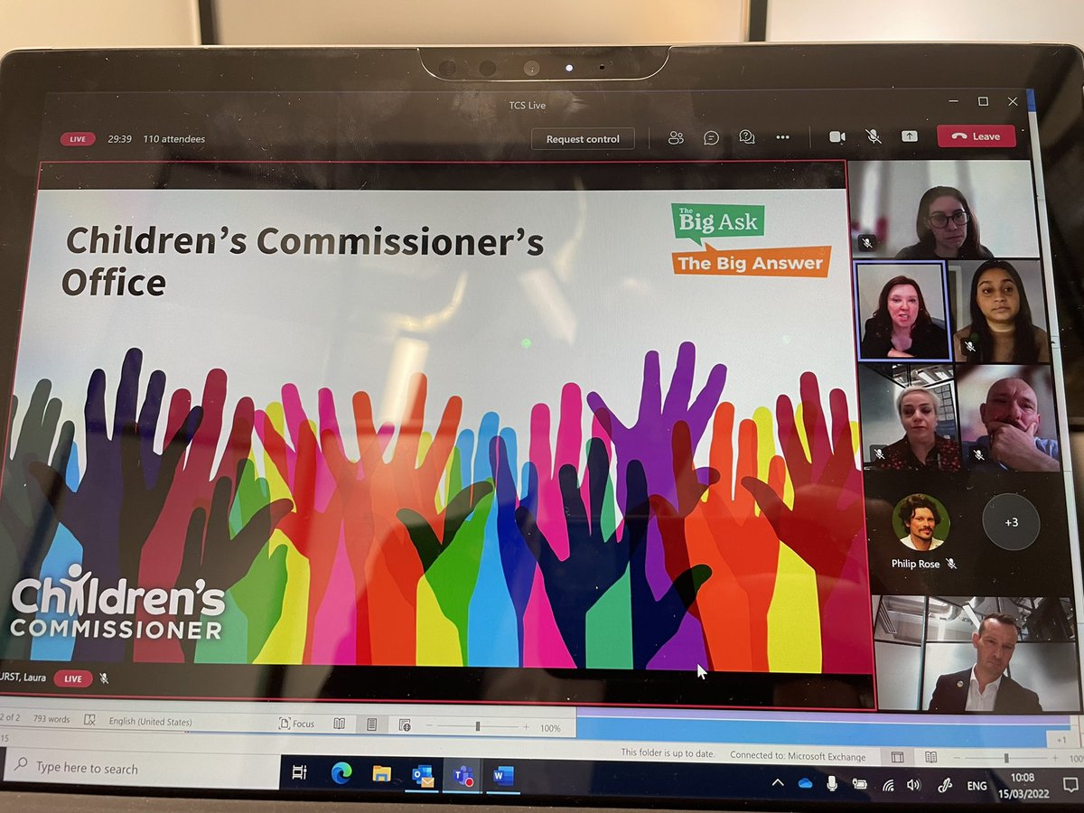 Really good to have <a href="/Rachel_deSouza/">Dame Rachel de Souza</a> the Children’s Commissioner for England join our <a href="/childrensociety/">The Children's Society</a> Town Hall #TCSLive today; and so moved to hear that she’s sent a message of support and solidarity from England’s children to the children of Ukraine