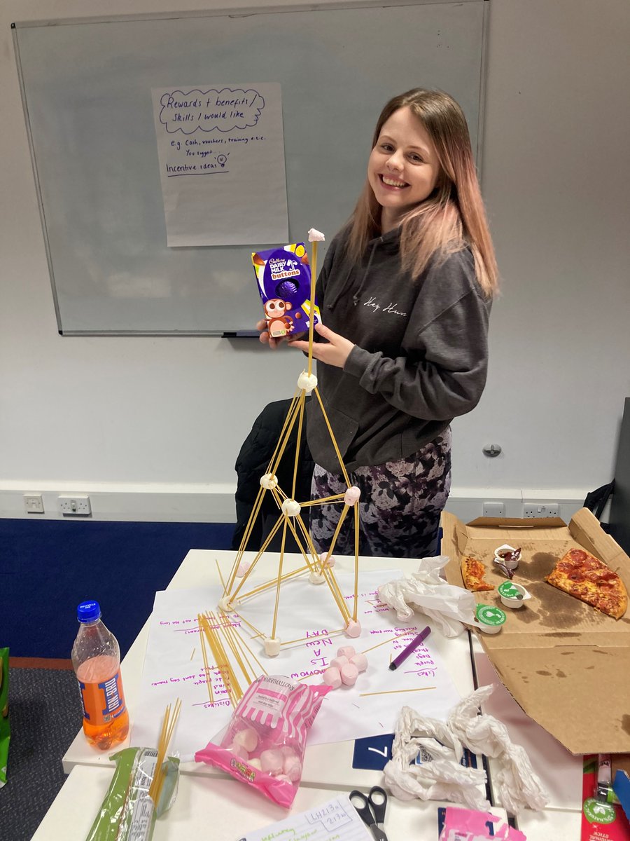 YJVScotland's tweet photo. 😊Check out our fab new Youth Just Us hoodies &amp; some of our spaghetti tower masterpieces &amp; our proud winner Ashley! 

Open to young people aged 16-25 with experience of the care &amp; justice systems in Scotland who are passionate about🍕 &amp;  driving change 

📧ruth@staf.scot for info https://t.co/QyHBgRbtQf