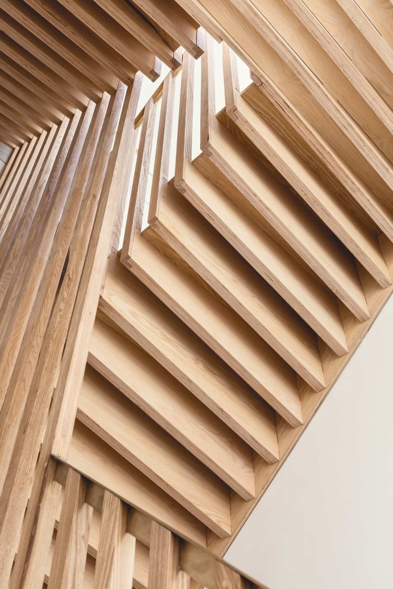 woodawards's tweet photo. Check out the 2020 interiors winner, the Brockeridge Stair, designed by CaSA Architects.

Stretching across three storeys, it is cantilevered from flush-mounted stringers in solid planned ash and ash-veneered birch core plywood.

https://t.co/c4cNu4OGjH https://t.co/1iP3yx9ywo