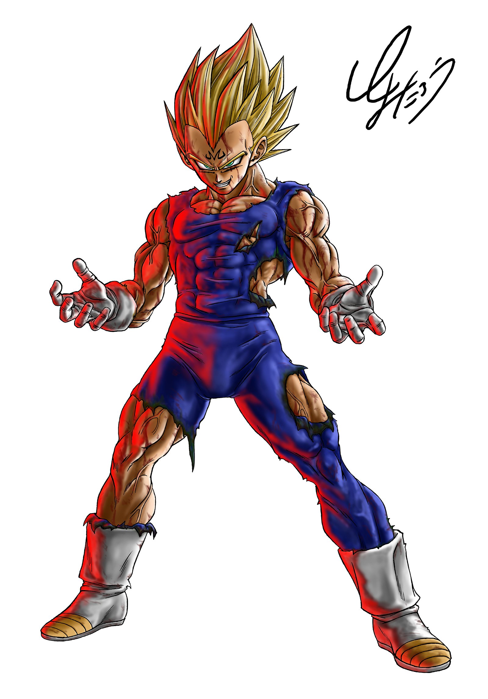 ドラゴンボールオフィシャル サイヤの日 記念 ドラゴンボールオフィシャルサイト ドッカンバトル連動企画として とよたろう先生が魔人ベジータのイラストを描いてくださいました こちらのイラストはドッカンバトル専用の壁紙として手に入ります