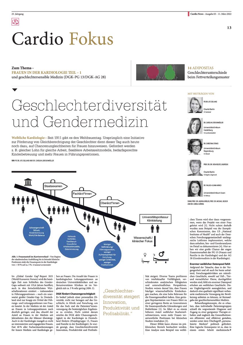 Gender Medicine and Equity in #CardioNews Focus! (Part 1)
Learn more from experts @DGK_org AG28, @PG13_DGK, @kardiologie_org