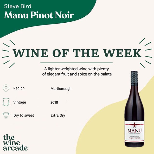 Our spotlight ⭐️ Wine of The Week ⭐️ 

📍Marlborough - New Zealand 
👅 Extra Dry
🍷 13%
🌱Vegetarian 

💡 Fun fact: Pinot Noir is said to be the healthiest wine to drink because of the high levels of resveratrol

@stevebirdwines

#tuesdayvibes #winelover #stevebird #pinotnoir