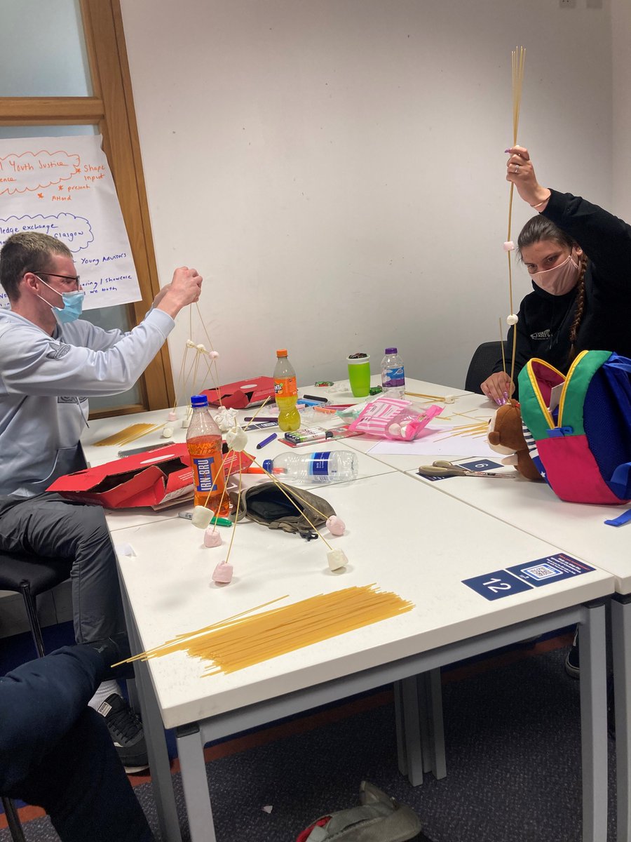 YJVScotland's tweet photo. 😊Check out our fab new Youth Just Us hoodies &amp; some of our spaghetti tower masterpieces &amp; our proud winner Ashley! 

Open to young people aged 16-25 with experience of the care &amp; justice systems in Scotland who are passionate about🍕 &amp;  driving change 

📧ruth@staf.scot for info https://t.co/QyHBgRbtQf