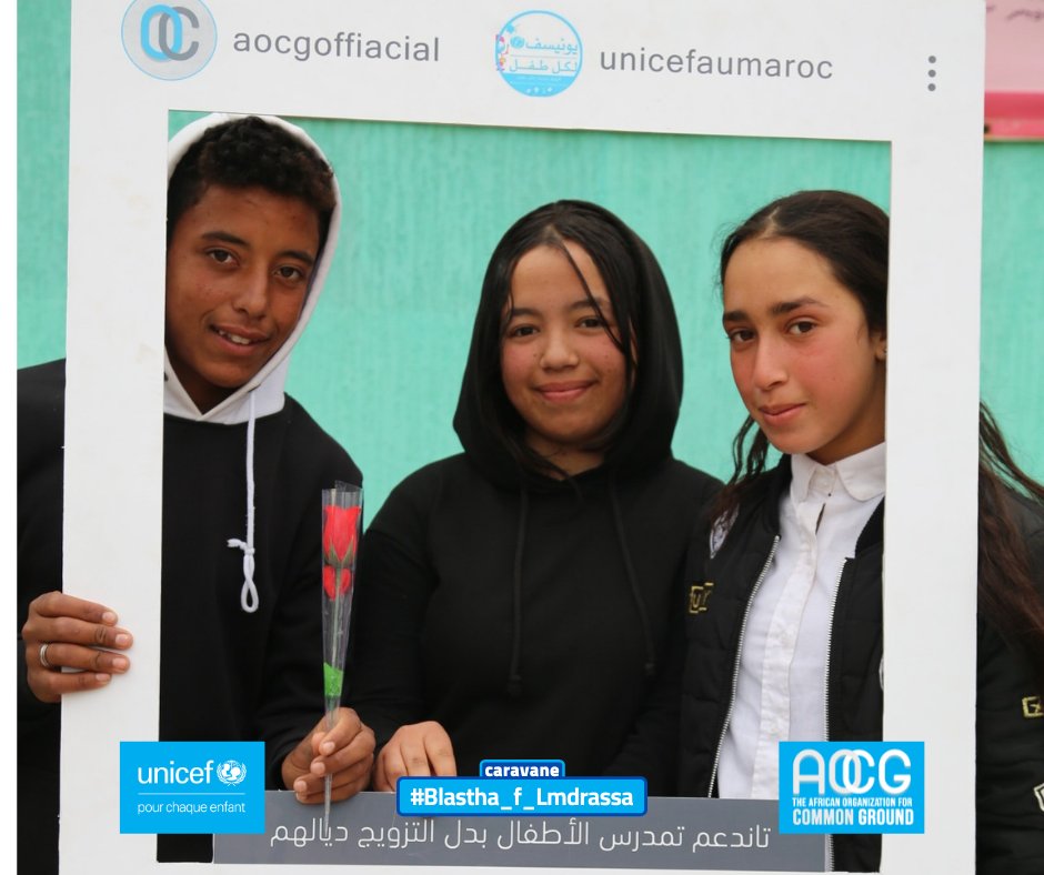 AOCGofficial's tweet photo. We concluded the #blastha_f_lmdrassa caravan in Tighza, in the outskirts of Khenifra, and it was an outstanding day! The girls and boys reflected in the topic of child marriage through art, theater, drawing, debate, and discussion workshops. 
#blastha_f_lmdrassa https://t.co/KsrZo0TD3g