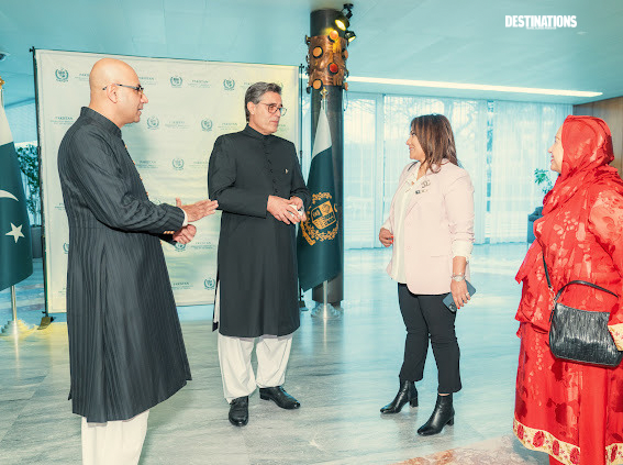 DestinationsPk's tweet photo. Asma Chishty, Editor-in-Chief Destinations Magazine, was invited by Ambassador @KhalilHashmi  and Ambassador @mujtaba_piracha to the auspicious celebration of #PakistanNationalDay held at WIPO Headquarters, Geneva #DestinationsInGeneva https://t.co/NxsH24nRGH