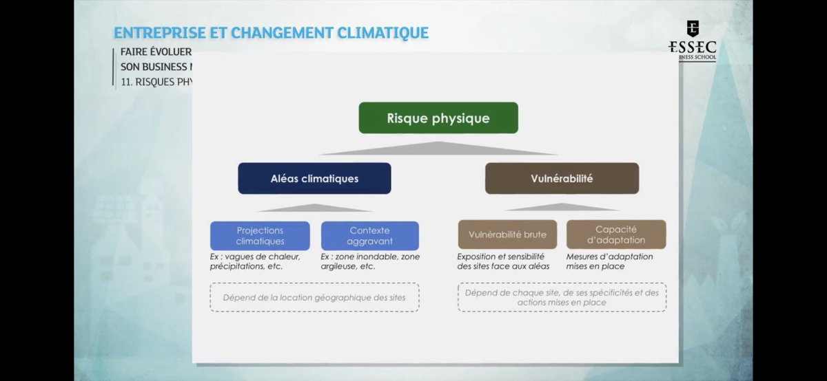 Carte des impacts du changement climatique et les deux grands critères à prendre en compte face aux risques physiques liés au #dereglementclimatique #essec cc @LaureBenarroche