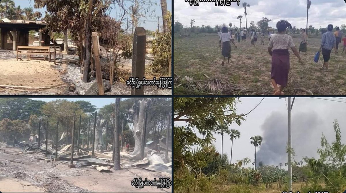 In Sagaing's Khin_U tsp from Mar5 to 13, 3 civilians were killed after being abducted as human shields! 15 PDF comrades were killed, about 100 homes were torched and housands of ppl were forced to flee. 
#2022Mar15Coup #WhatsHappeningInMyanmar